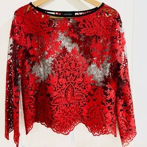 Beautiful red embroidered/lace blouse: